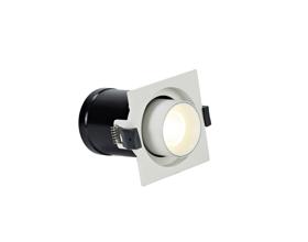DX200374  Barda Retractable Recessed Swivel Square Spotlight, 8W, 3000K, 24°,585lm,White & White, Dia: 85mm Cut Out 75mm, 3yrs Warranty